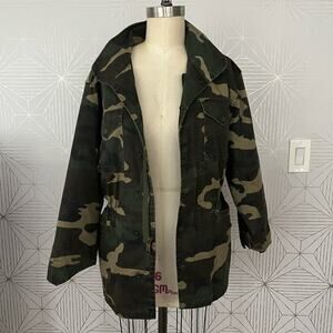 DELF U.S. Army Field Coat Mens Camo ZIp Removable Liner Hooded Utility Jacket M